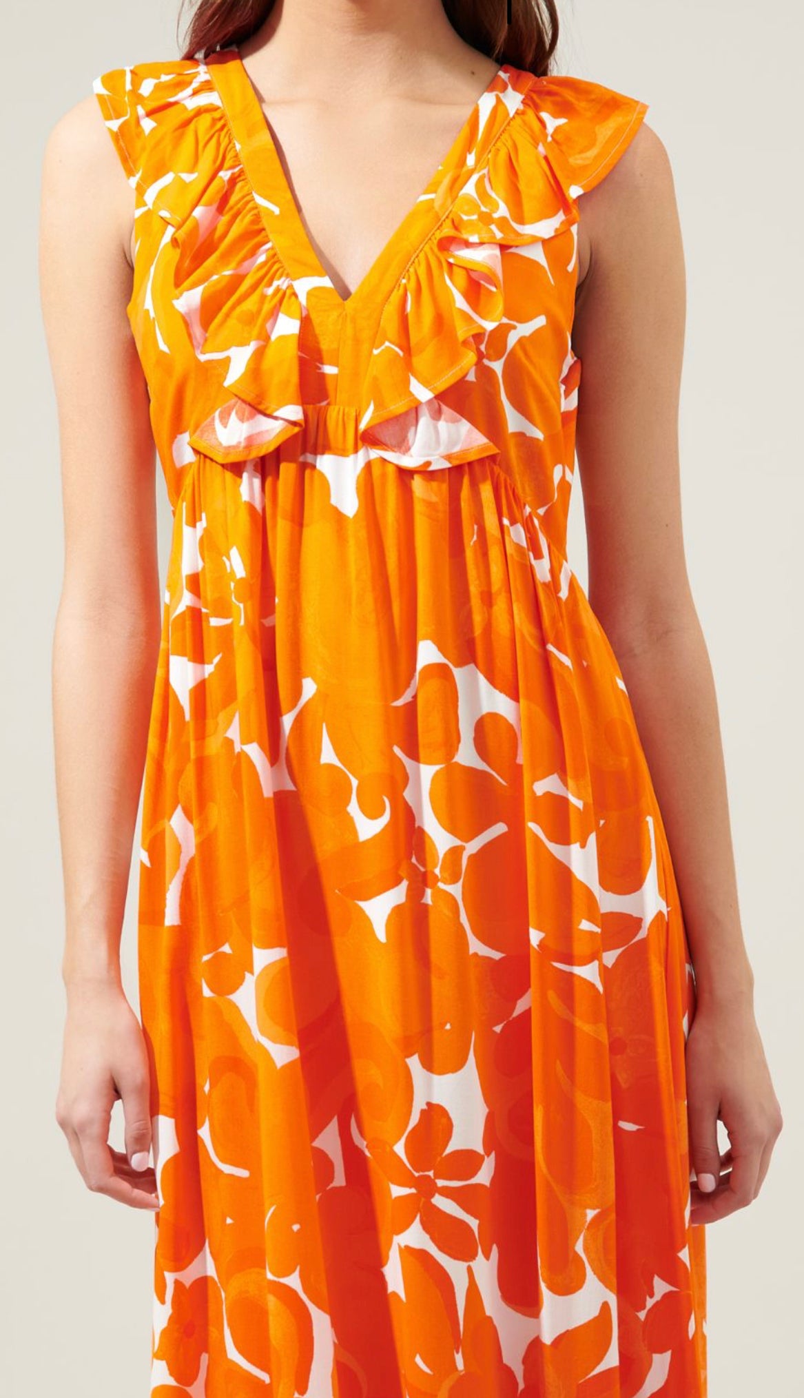 Tangerine Deep V Maxi Dress