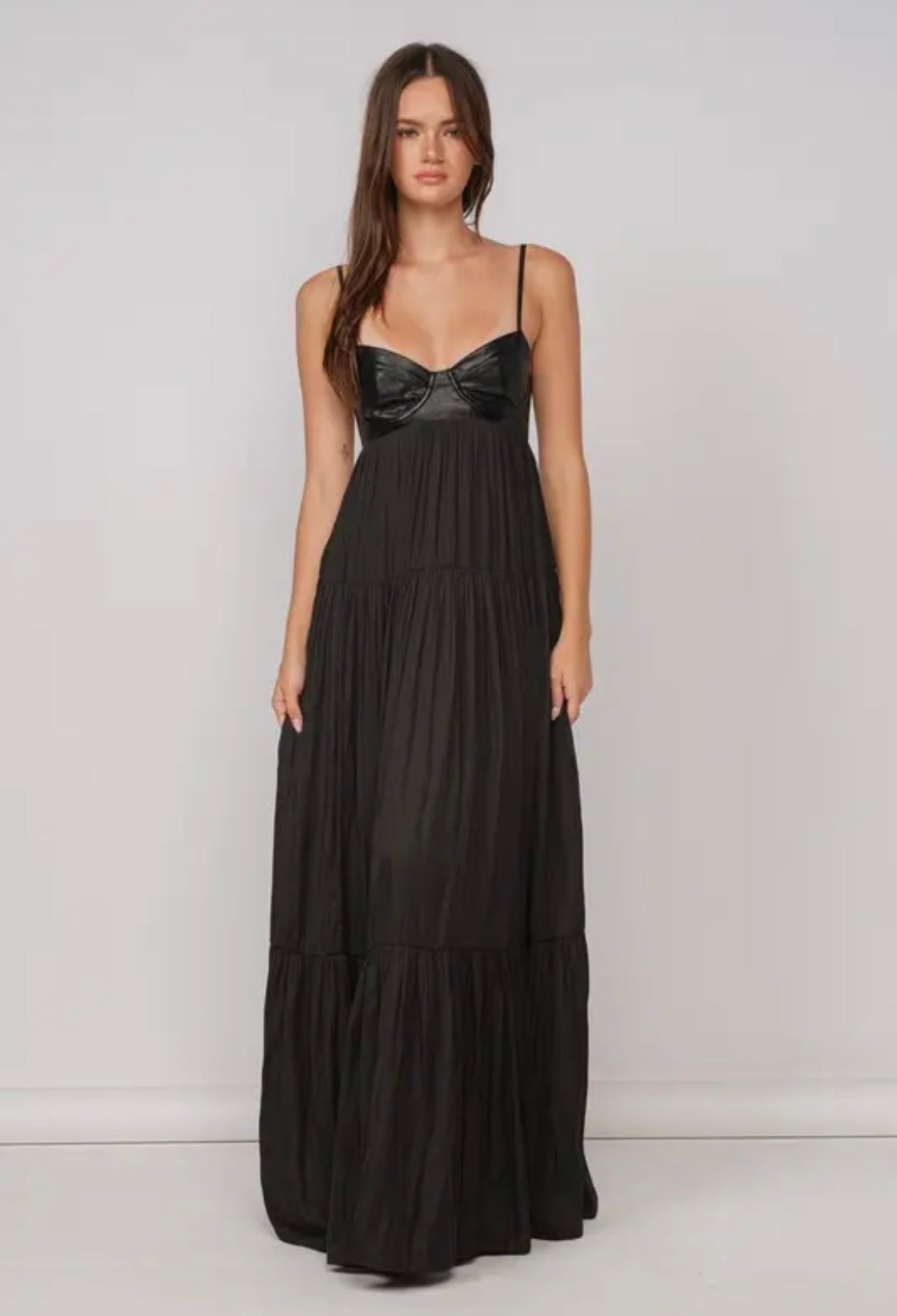Multi-textured Elegant Black Maxi