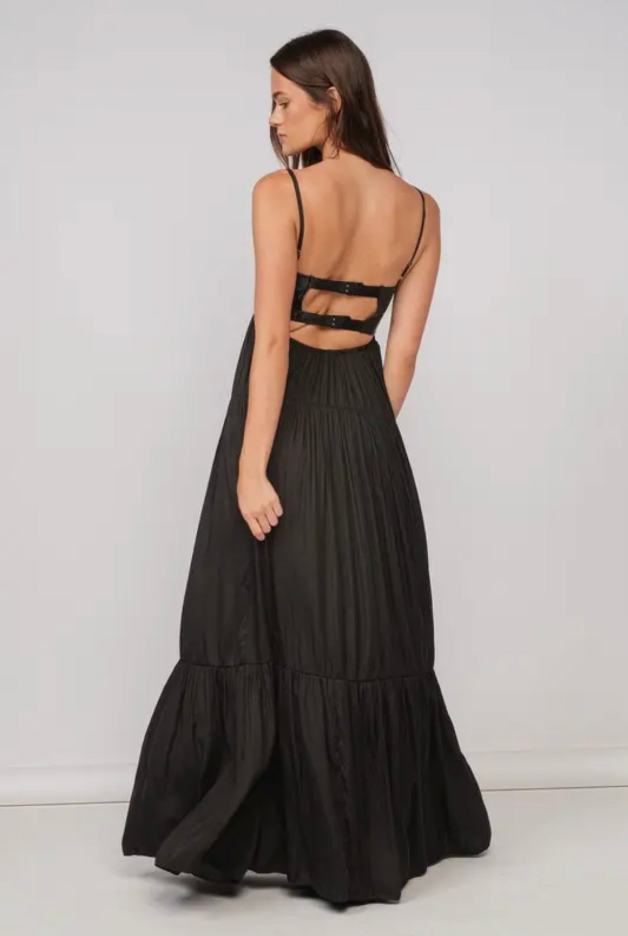 Multi-textured Elegant Black Maxi