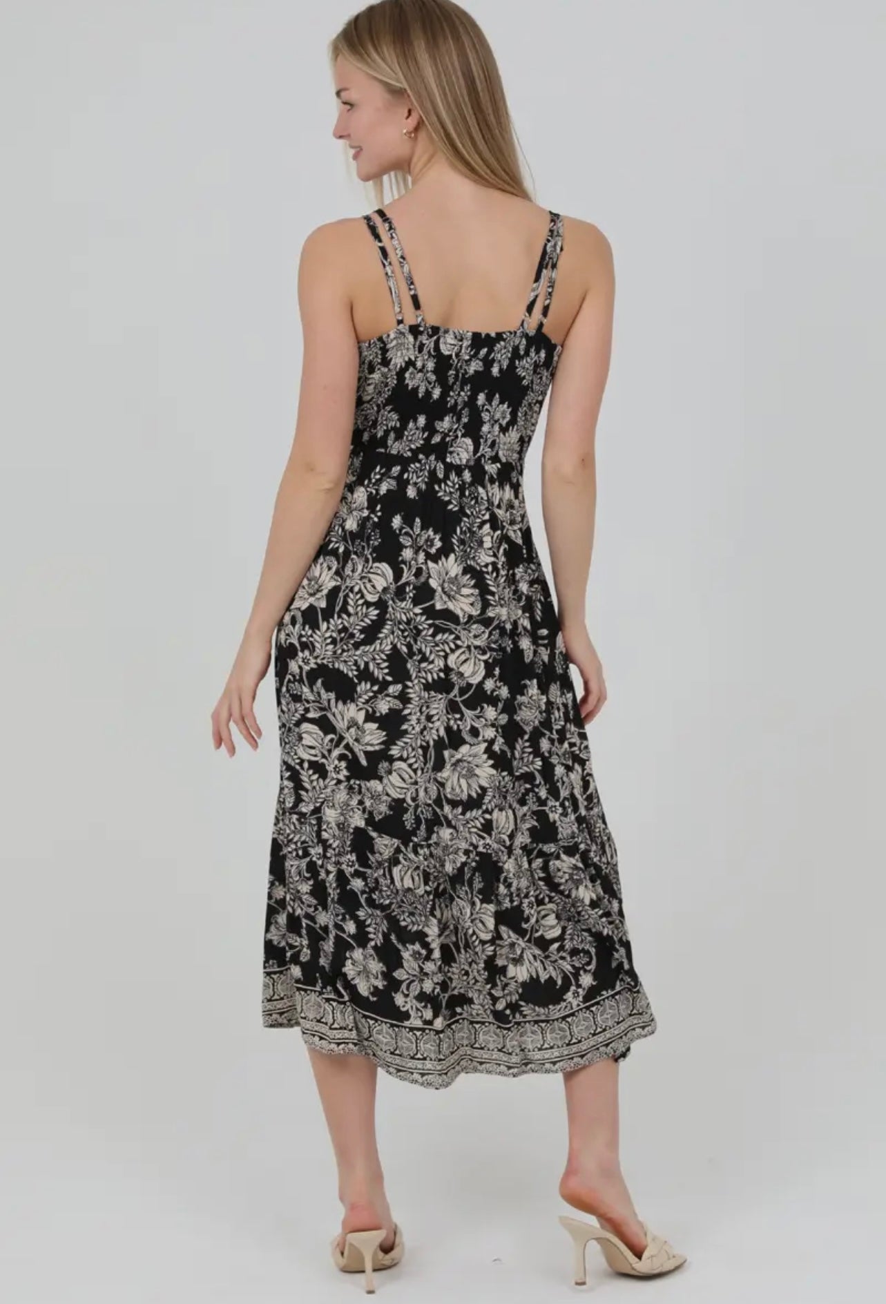 Double Straps Lace Inset Maxi Dress
