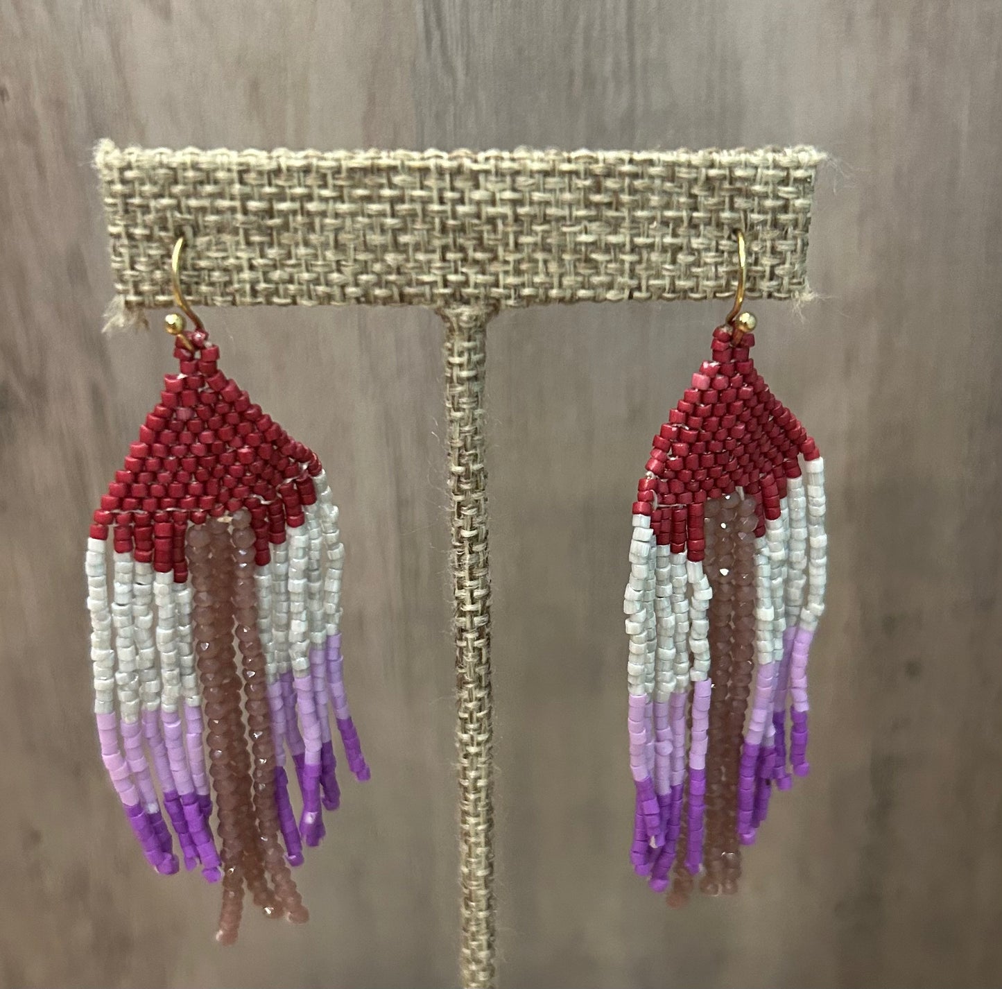 Shimmer Purple Beaded Dangle Earring