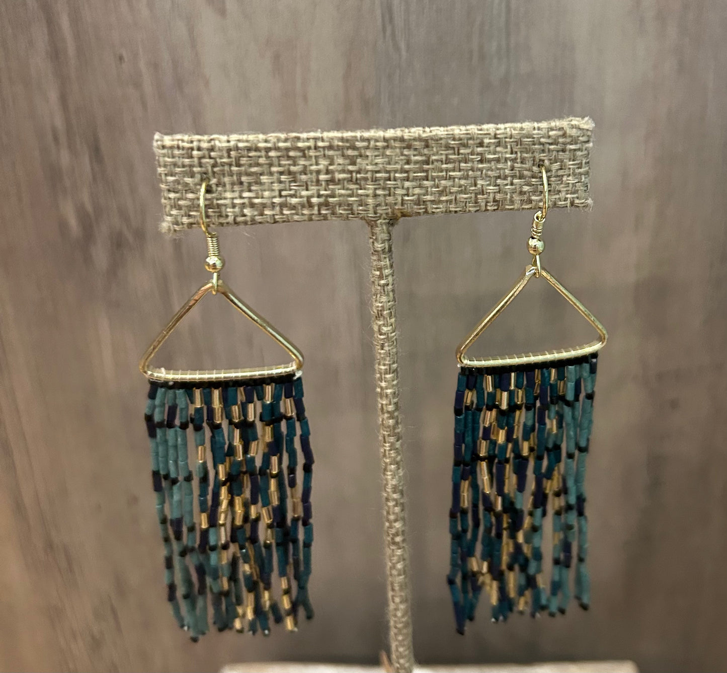 Multi blues Beaded Dangle Earrings