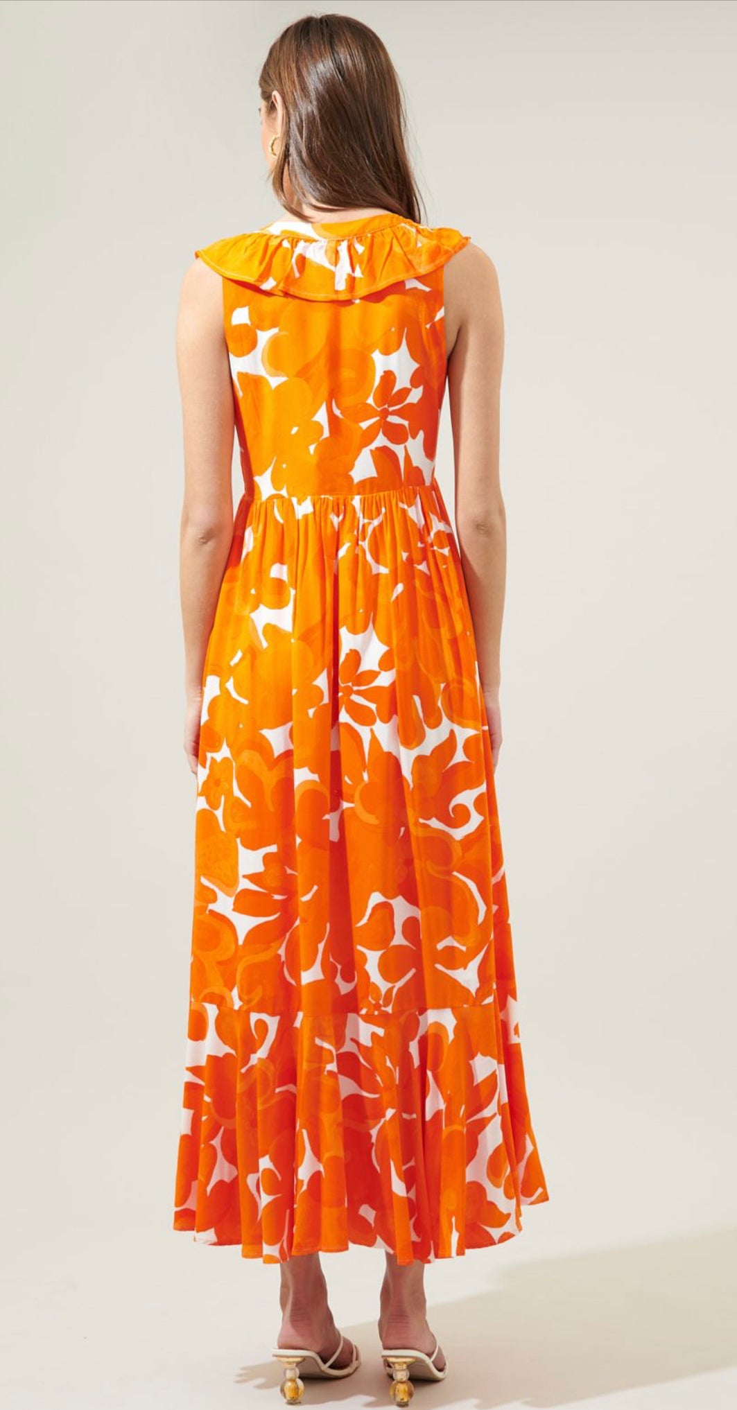 Tangerine Deep V Maxi Dress