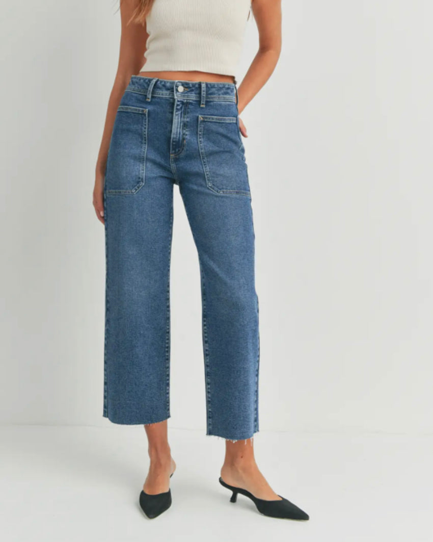 High Rise Utility Wide Leg Denim