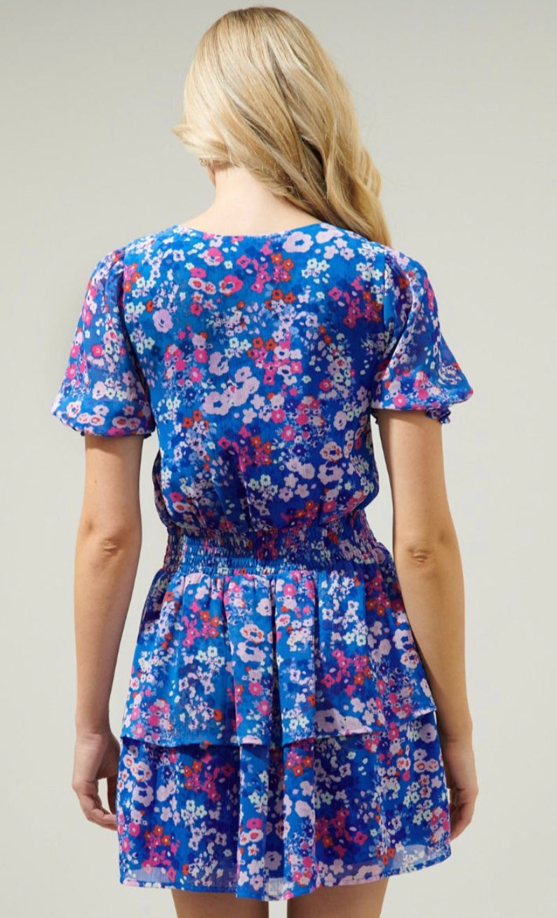Junie Floral Amina Surplice Ruffle Mini Dress