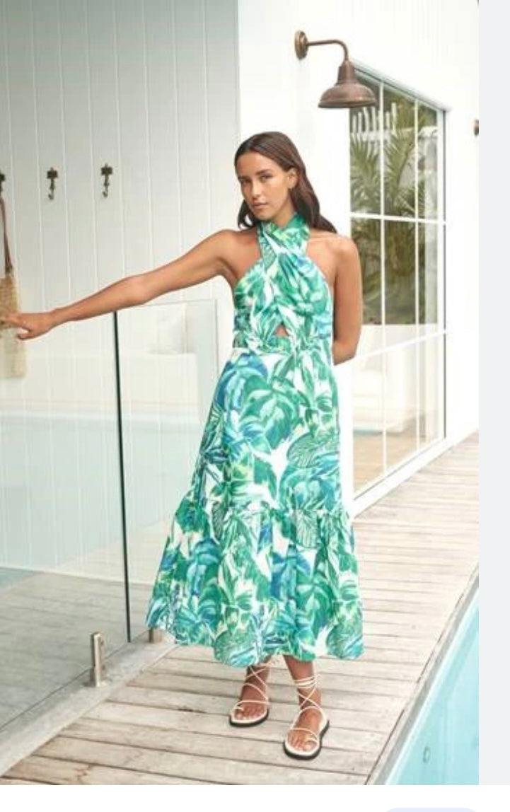 Wrap Neck Midi Dress