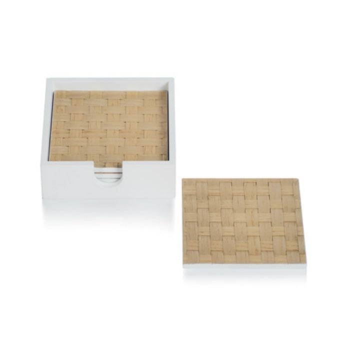 Square Woven Ash Coaster In White