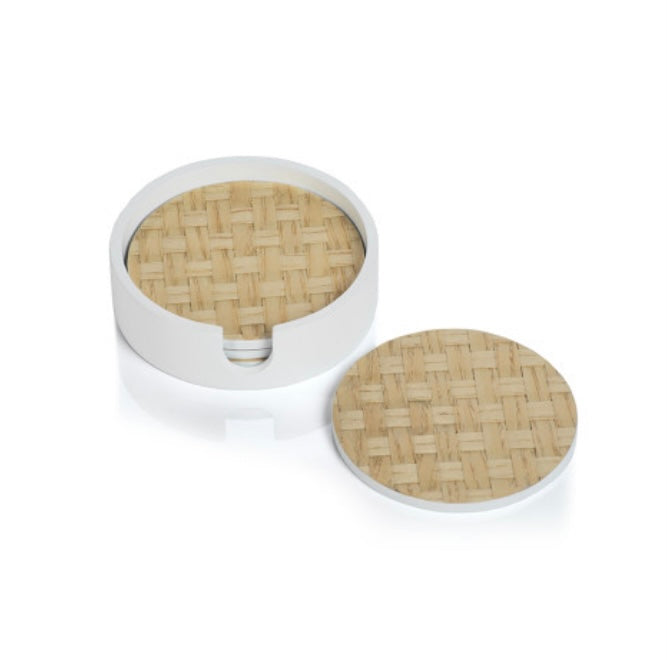 Round Woven Ash Coasters In White