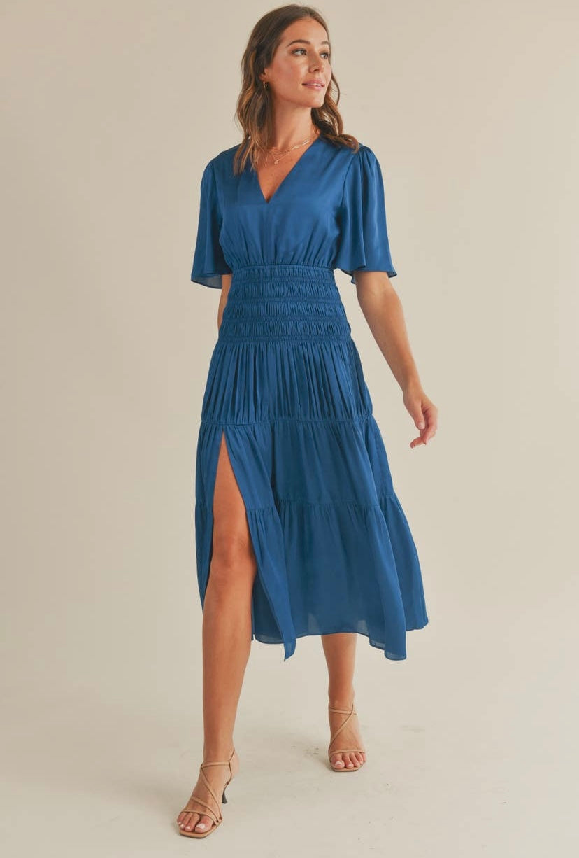 Blue Silk midi Dress