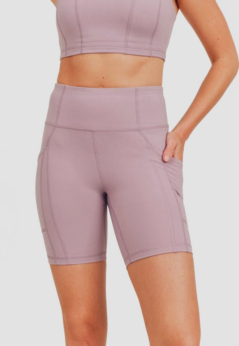 Lavender High Waisted Biker Shorts