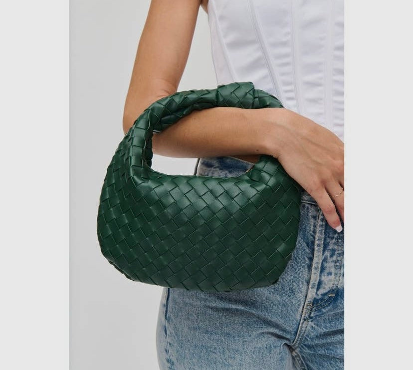 Hunter Green Woven Clutch