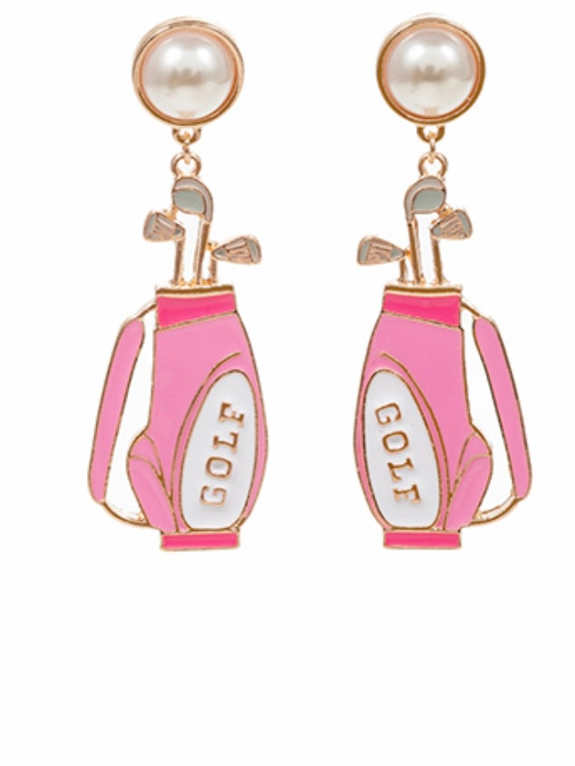 Pearl Stud Golf Bag Earrings