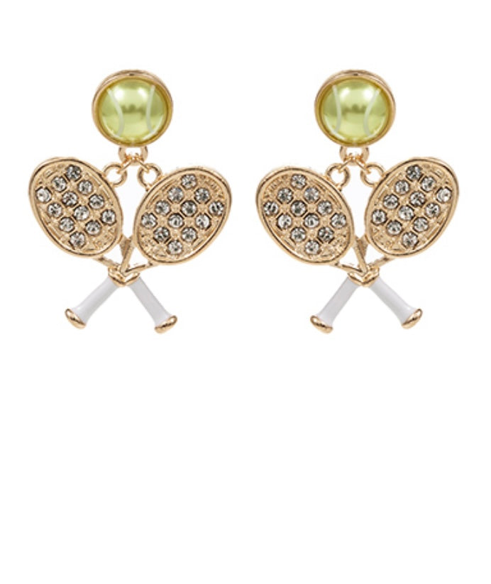 Tennis Ball Stud Dangle Earrings