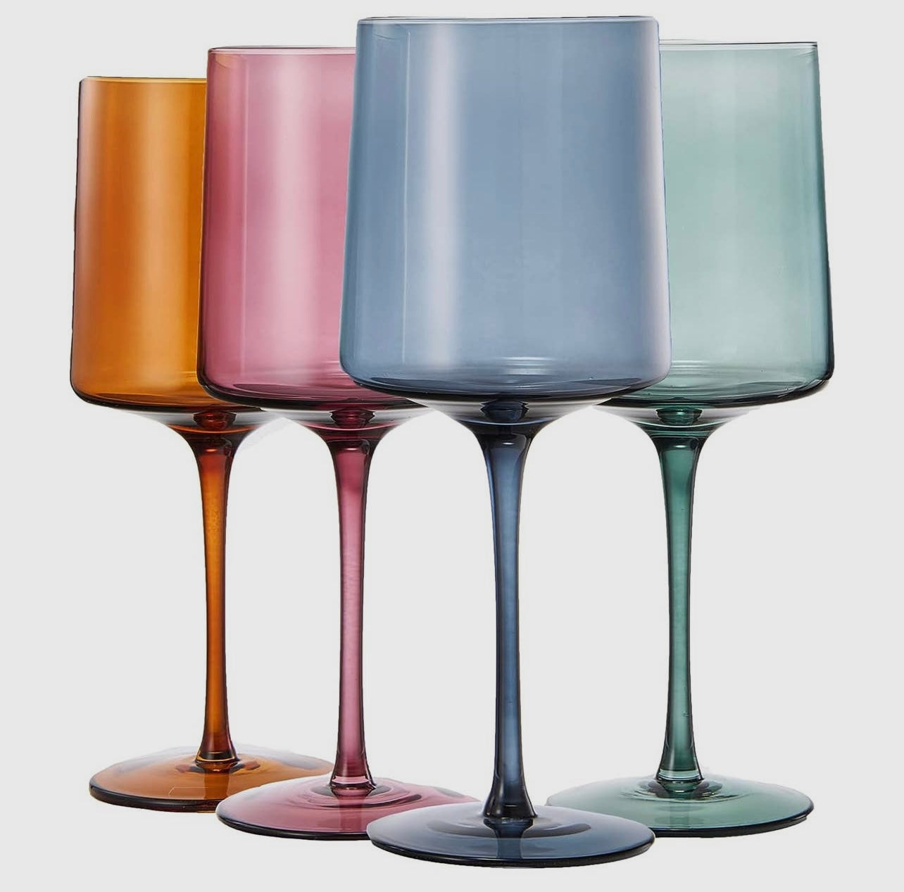 Colored Square Crystal Wine Glasses