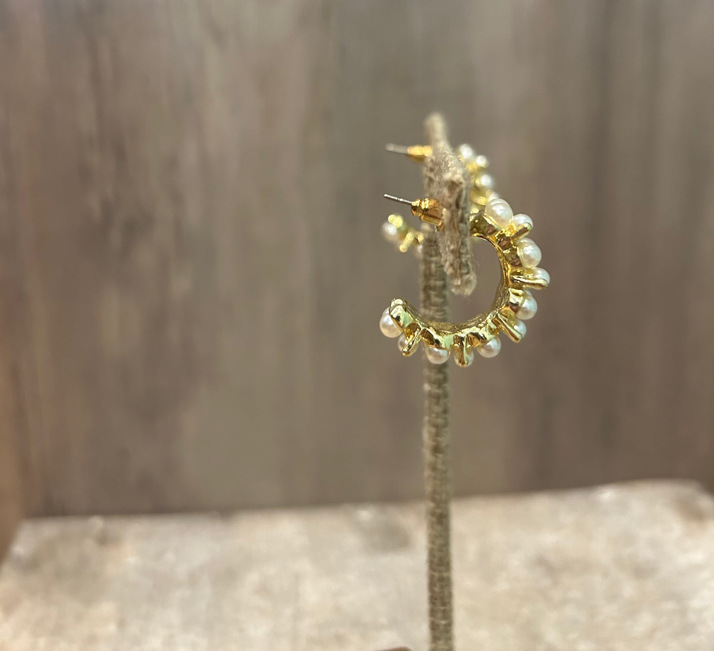 Gold Pearl Small Hoops