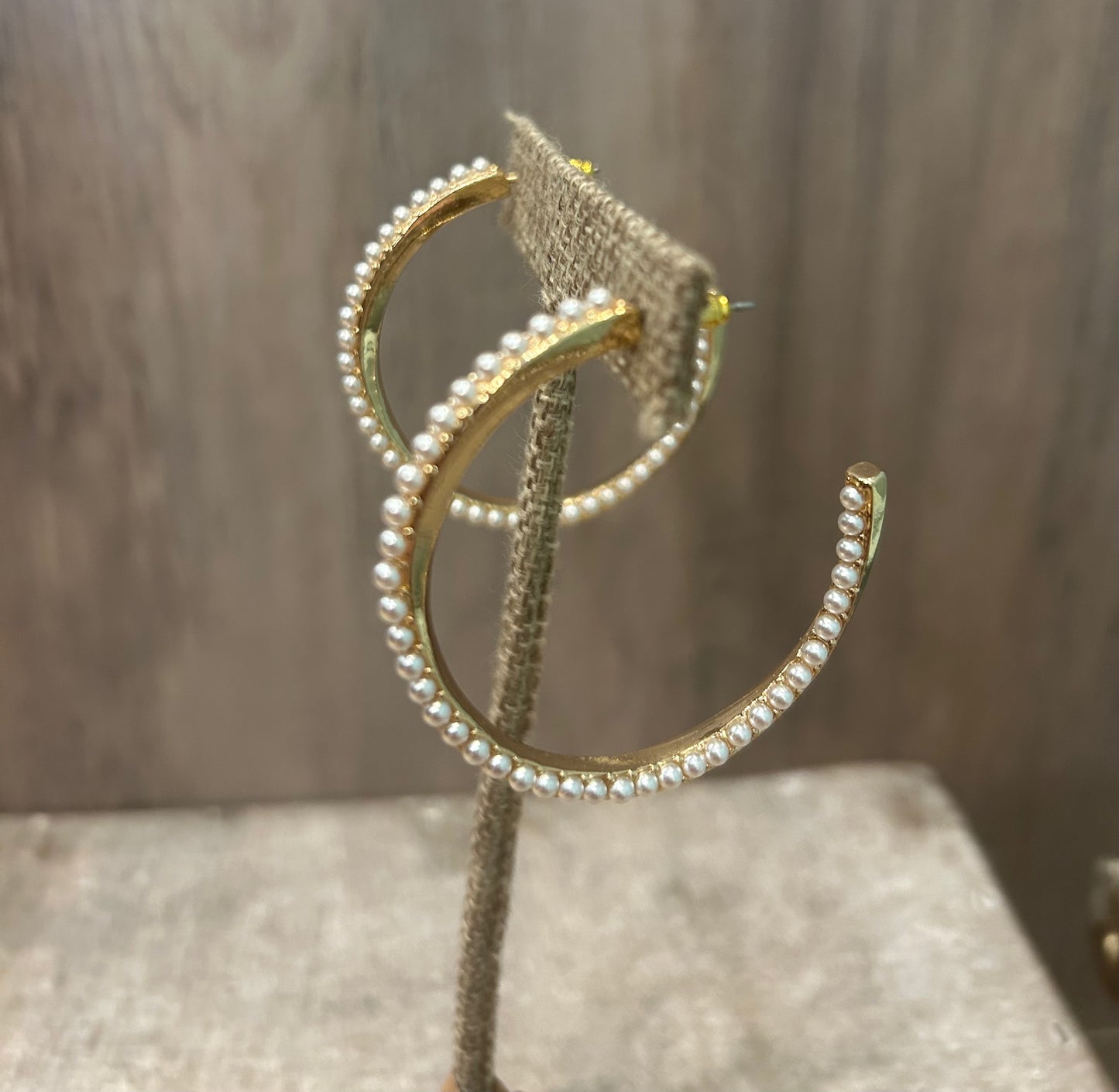 Gold Pearl Twist Hoop