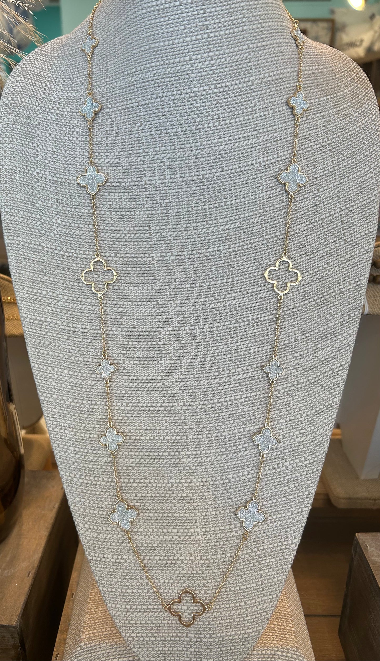 Long Gold Geometric Necklace
