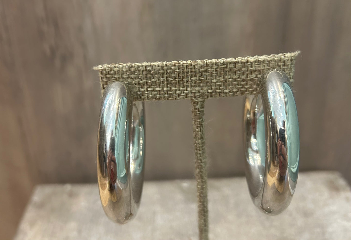 Shiny Silver Medium Sized Thick Hoops