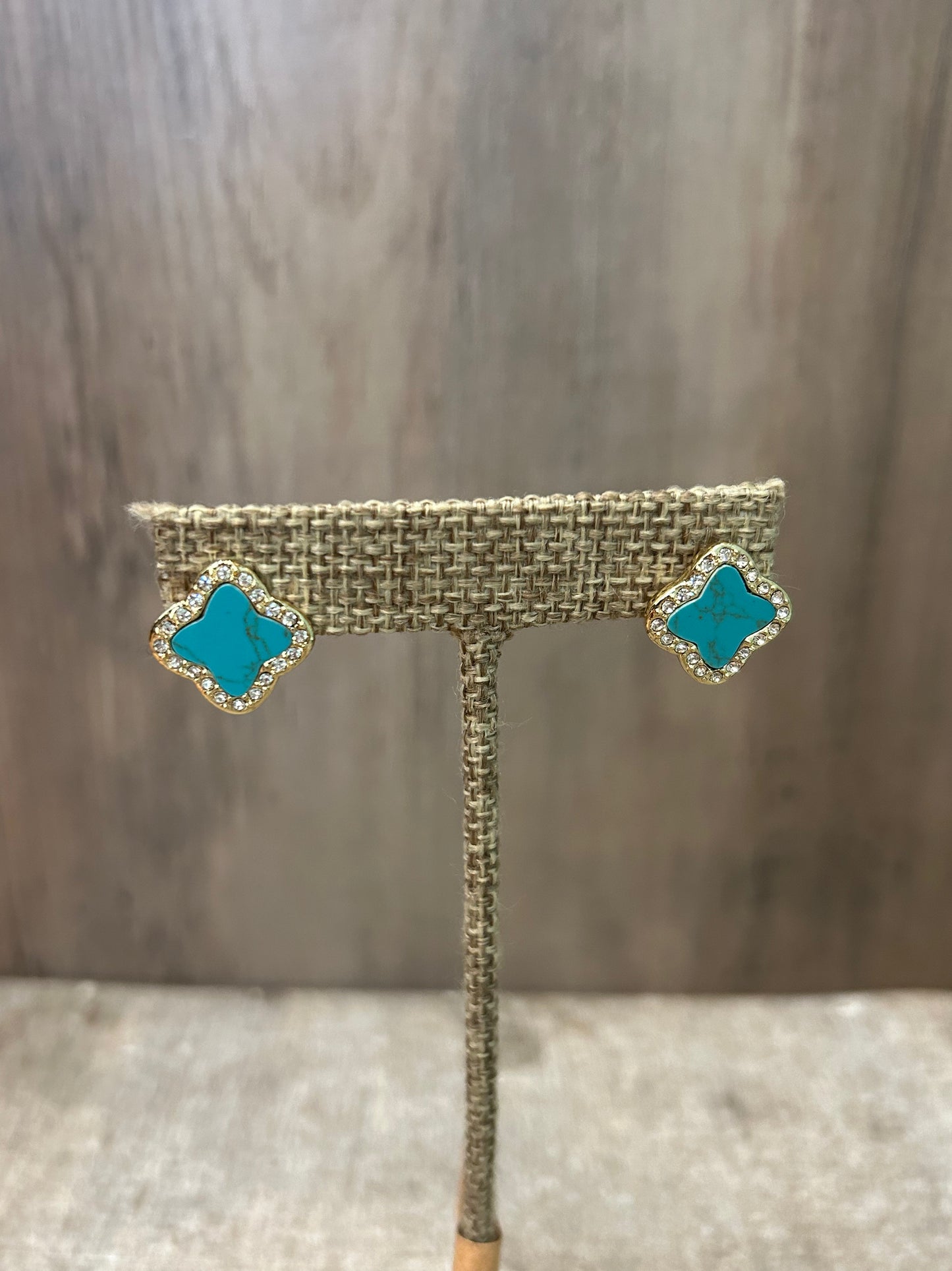Turquoise With Diamond Detailing Stud Earrings