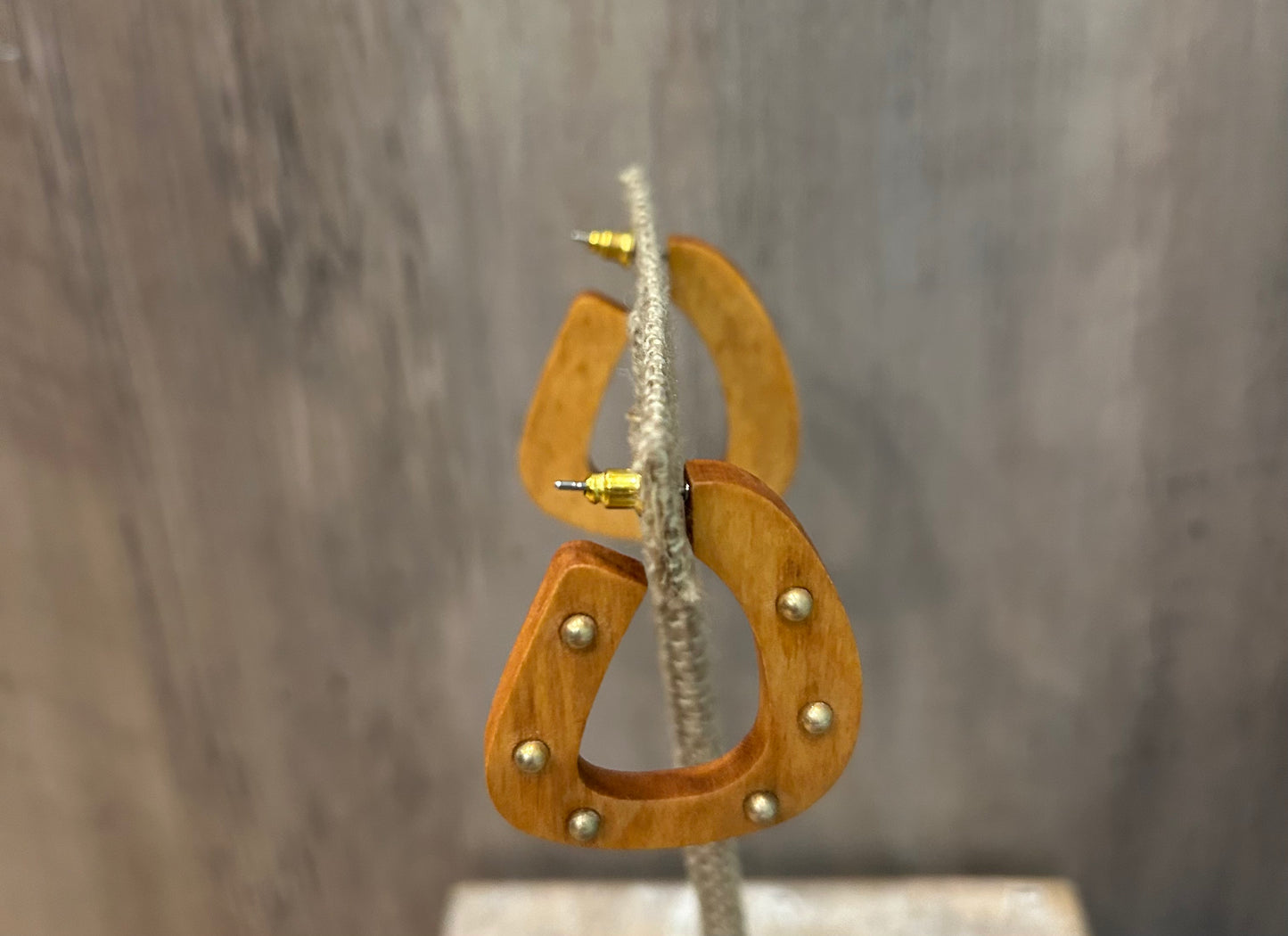 Wood With Gold Bead Detailing Earring
