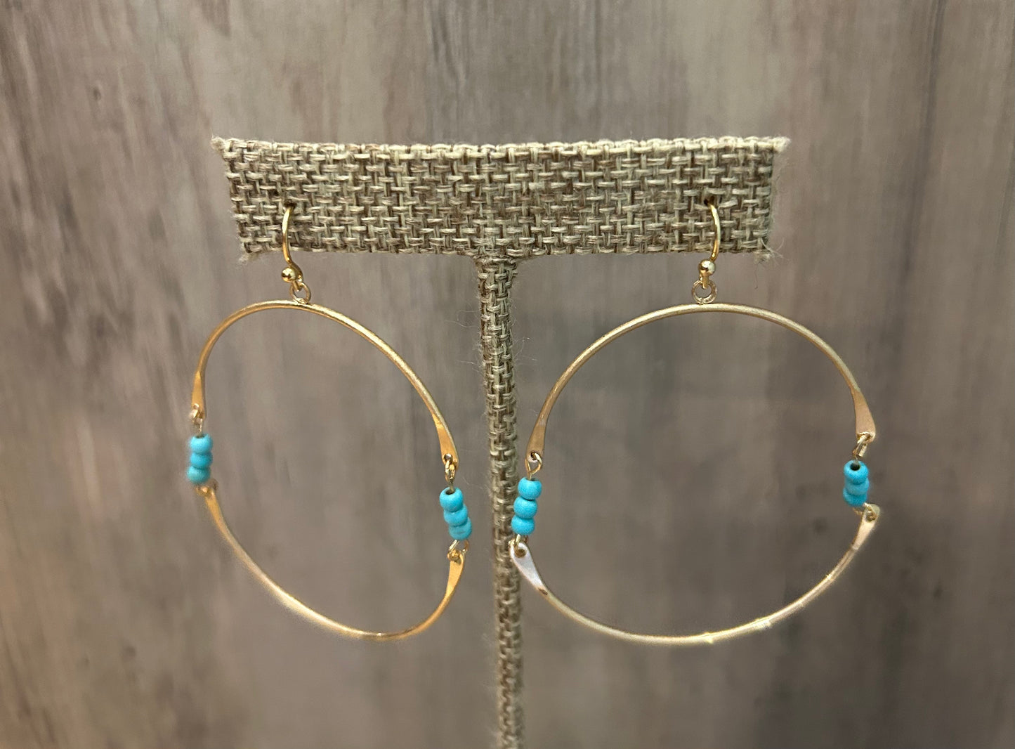 Brushed Gold With Mini Blue Beaded Detailing