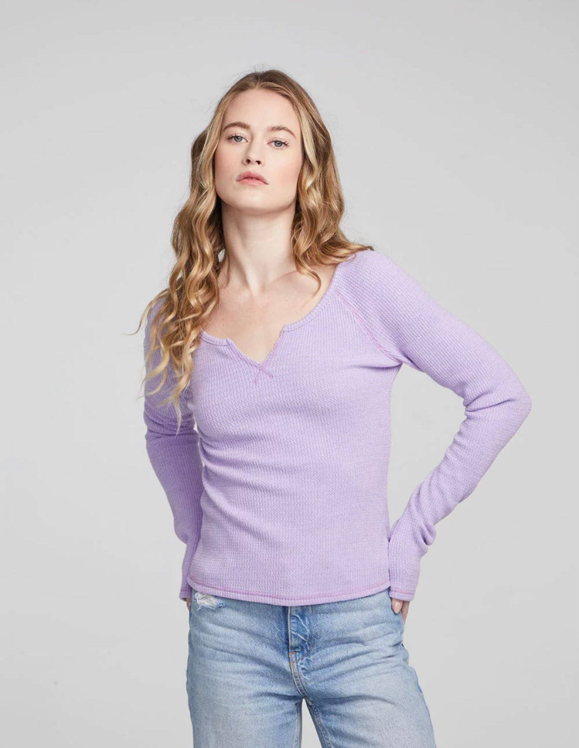 Lavender Waffle Knit Top