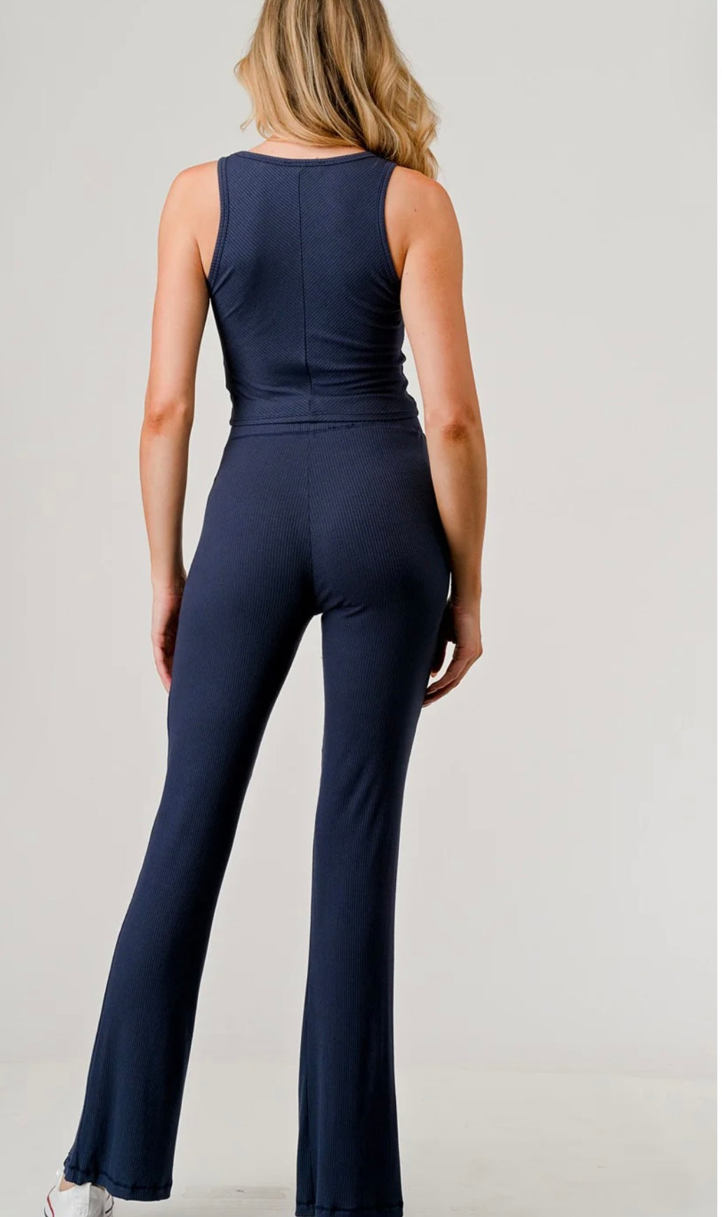 Black/Navy Ribbed Front Slip Pant