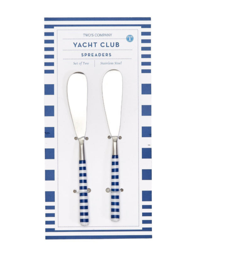Yacht Club Set of 2 Blue and White Stripe Spreaders