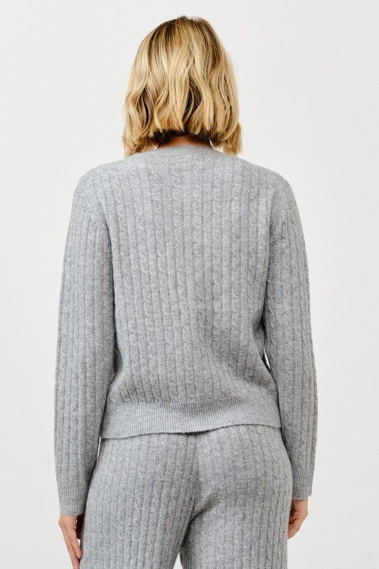 Crewneck Cable Cardigan