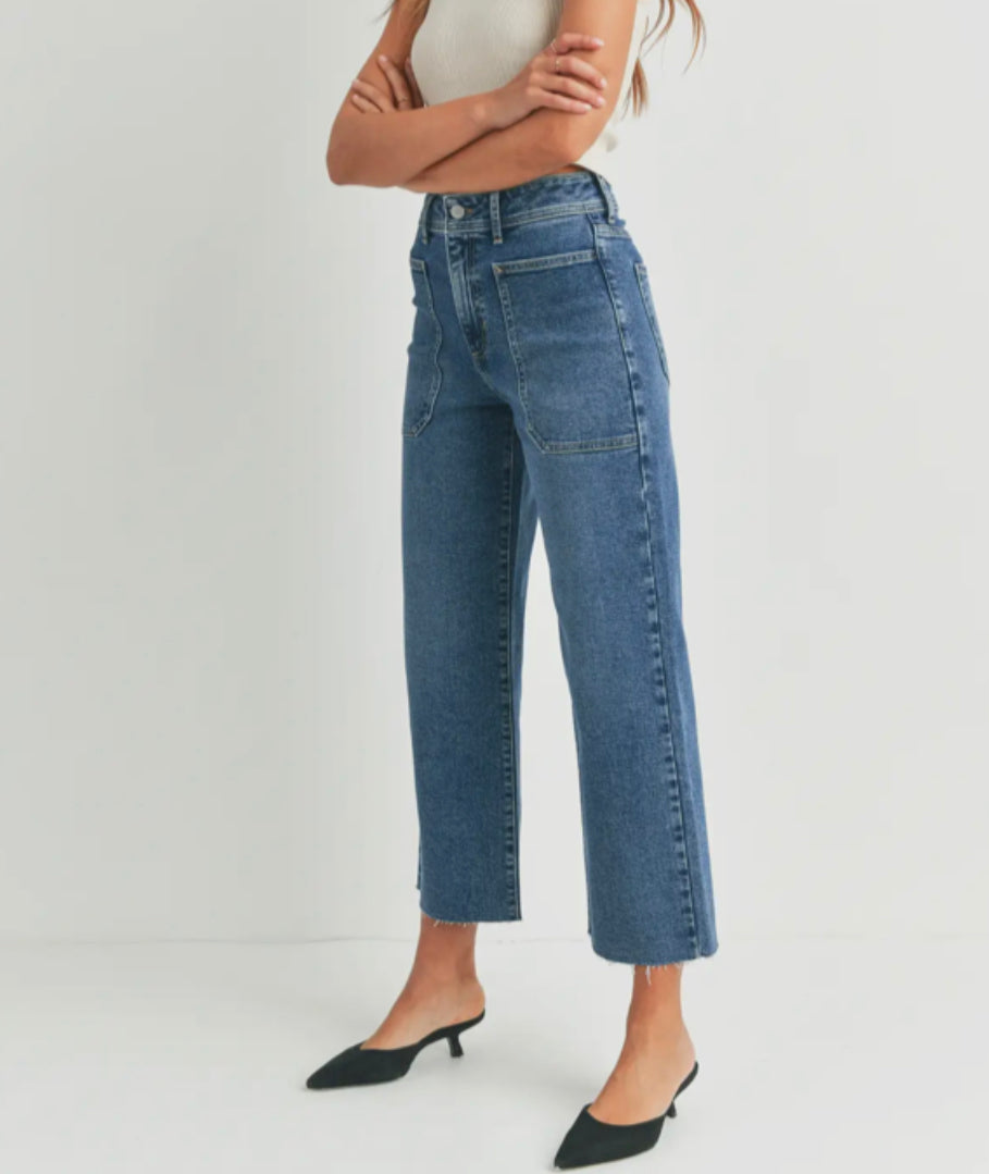 High Rise Utility Wide Leg Denim