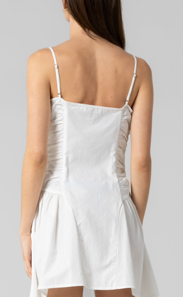 COTTON RUCHED BUTTON DOWN CAMI DRESS