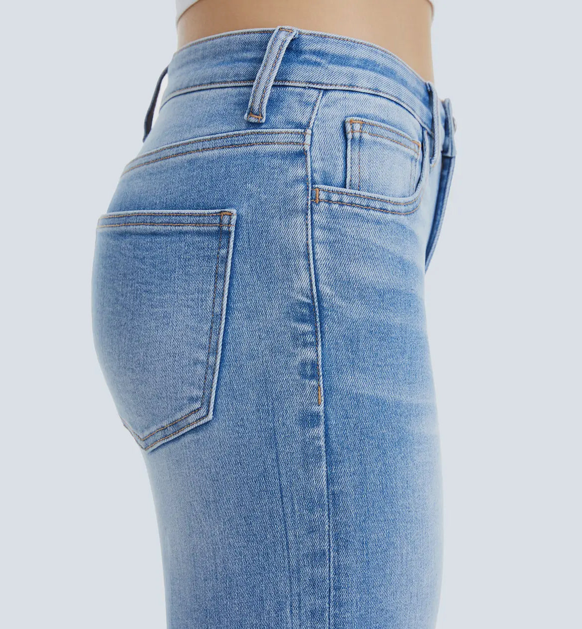 Mid Rise Wide Leg Jeans with Finished Hem