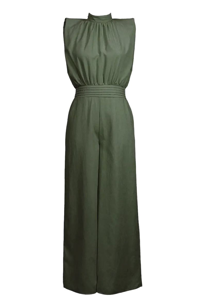 High Neck Cinched Waist Jumpsuit