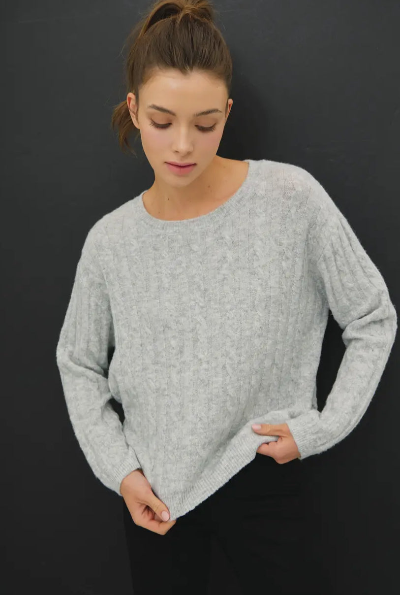 Oversized Boxy Cut Cable Knit Sweater