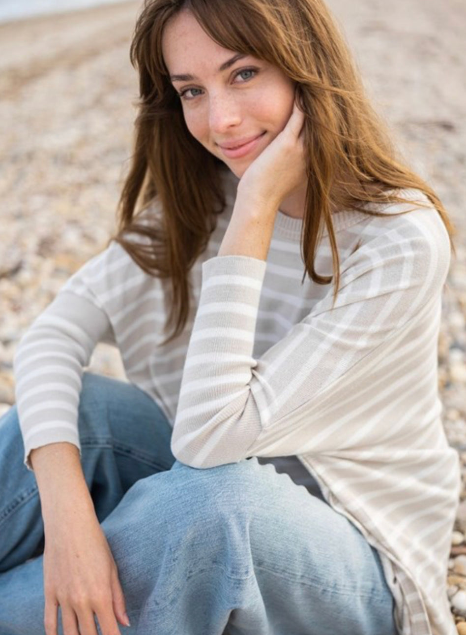 White sand Catalina Stripe Sweater