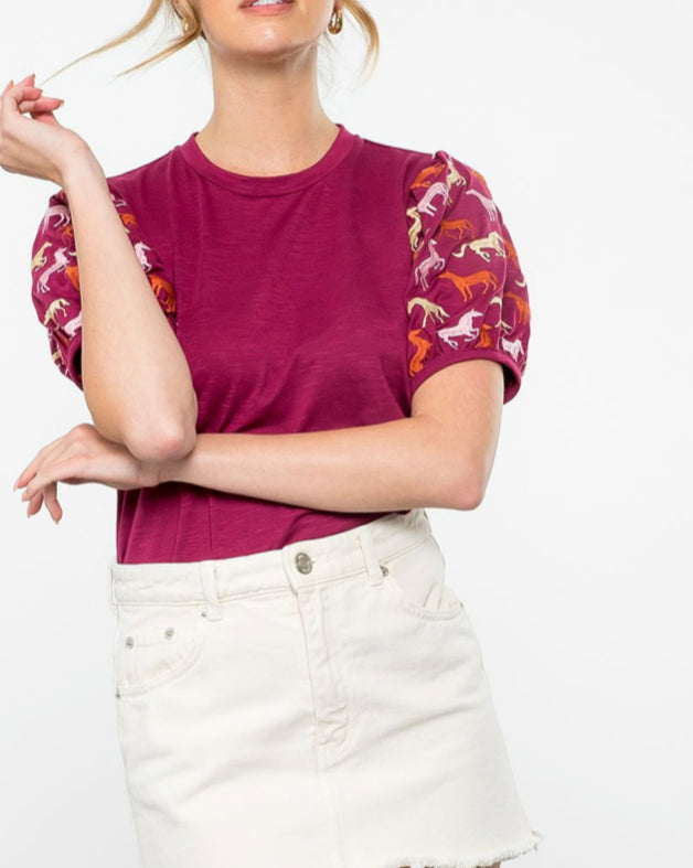 Embroidered “Horse Print”Top