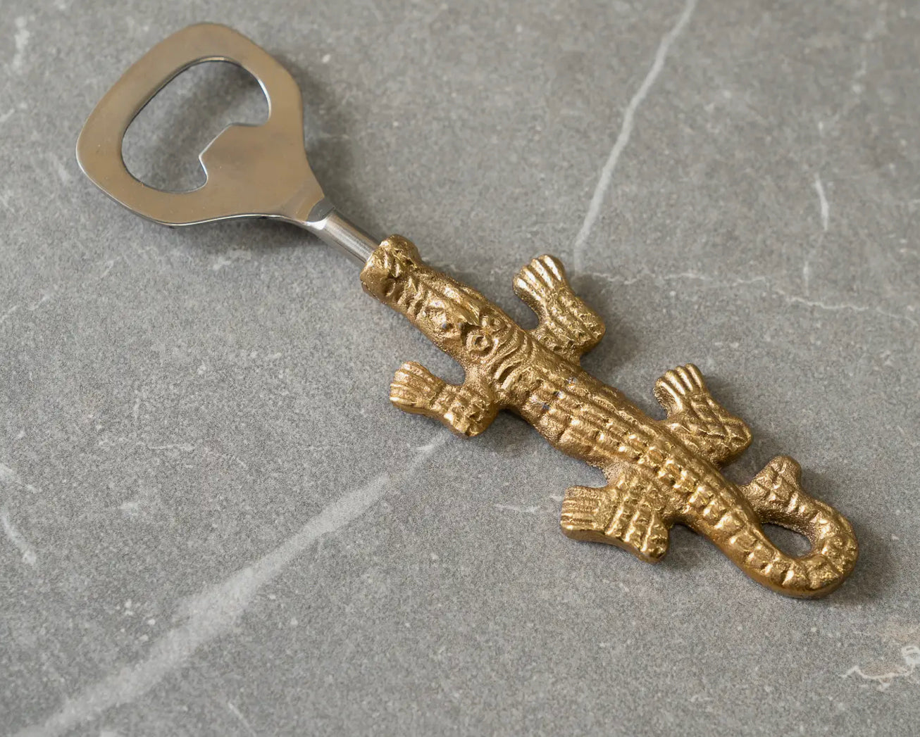 Gold Handle Crocodile Bottle Opener