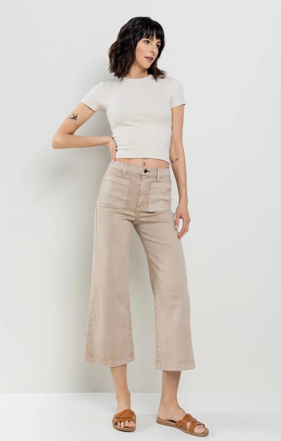 High Rise Crop Wide Leg Jeans