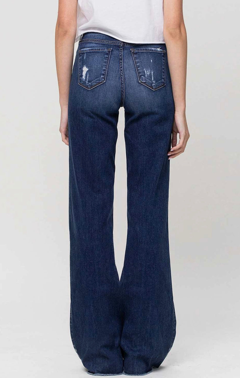 High Rise Distressed Wide Leg