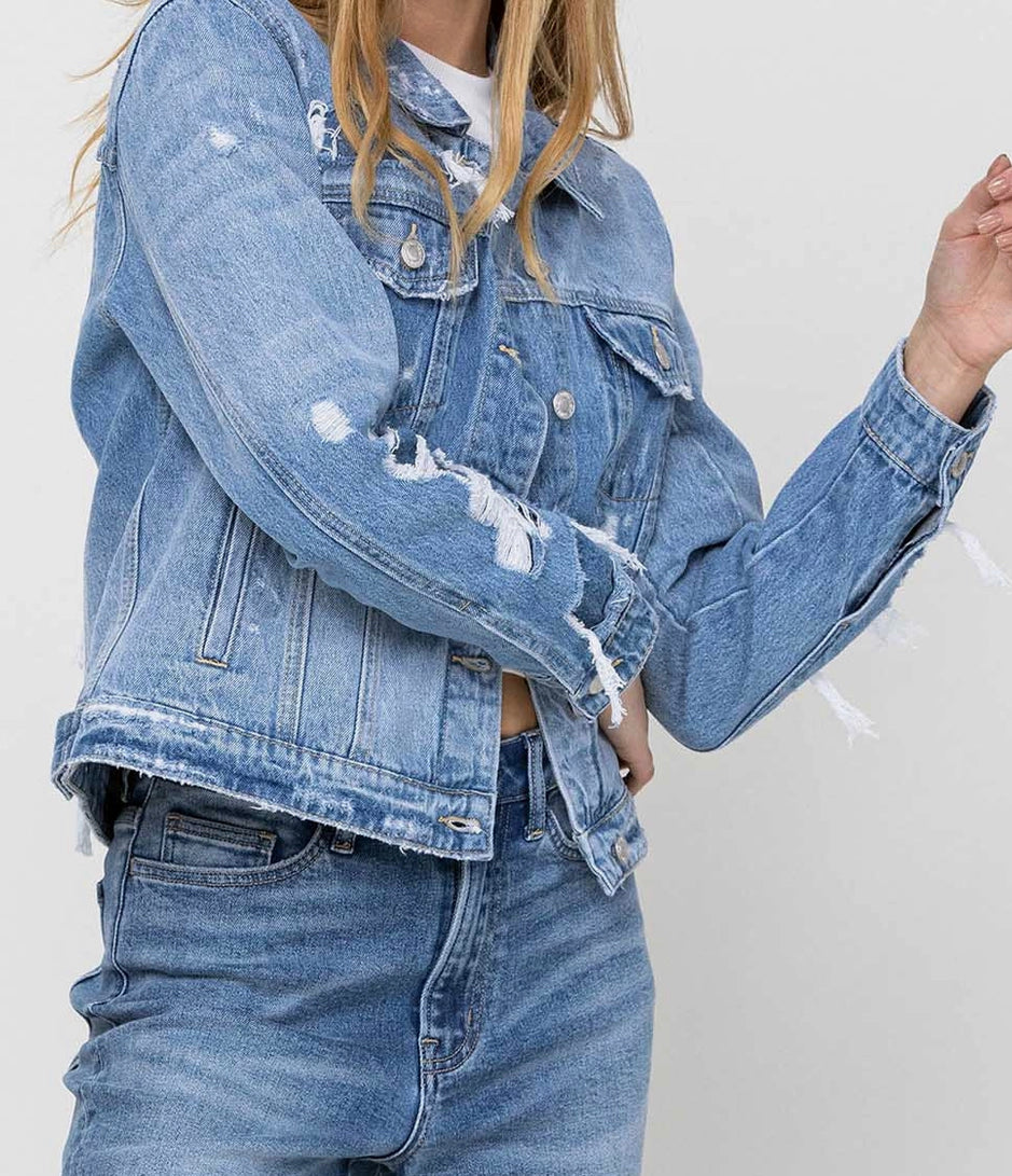 Distressed Classic Denim Jacket