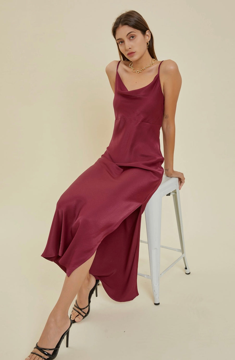 Cowl Neck Slip Dress
