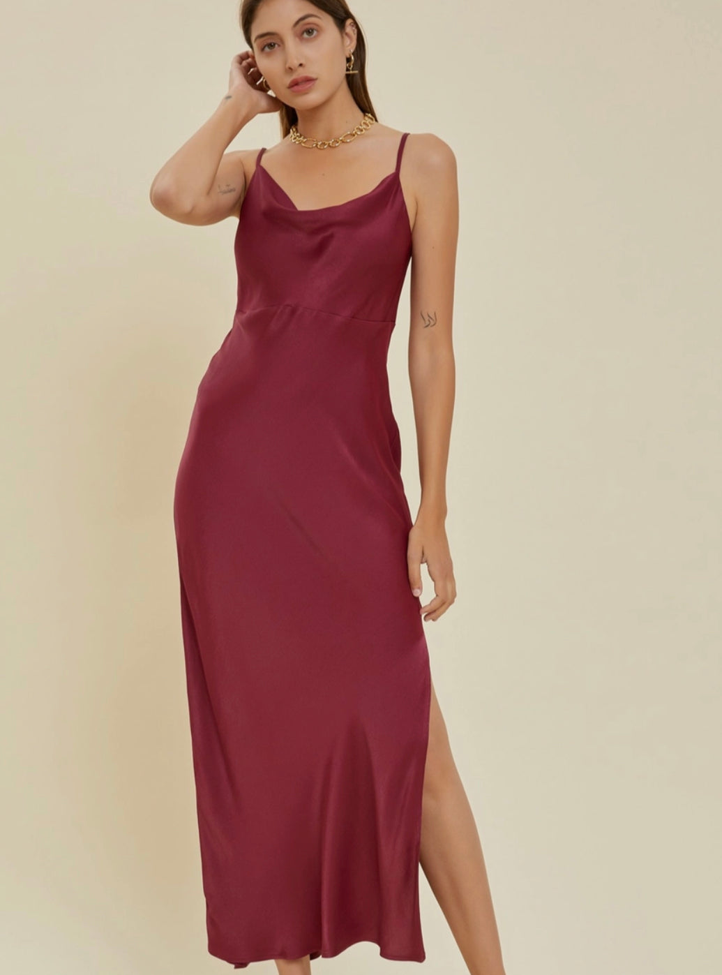Cowl Neck Slip Dress