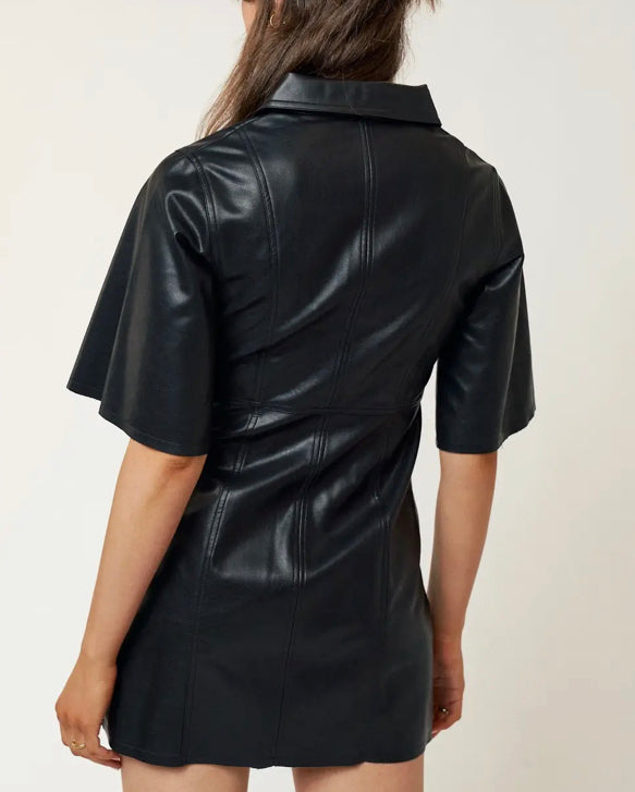 Leather Zipper Mini Dress