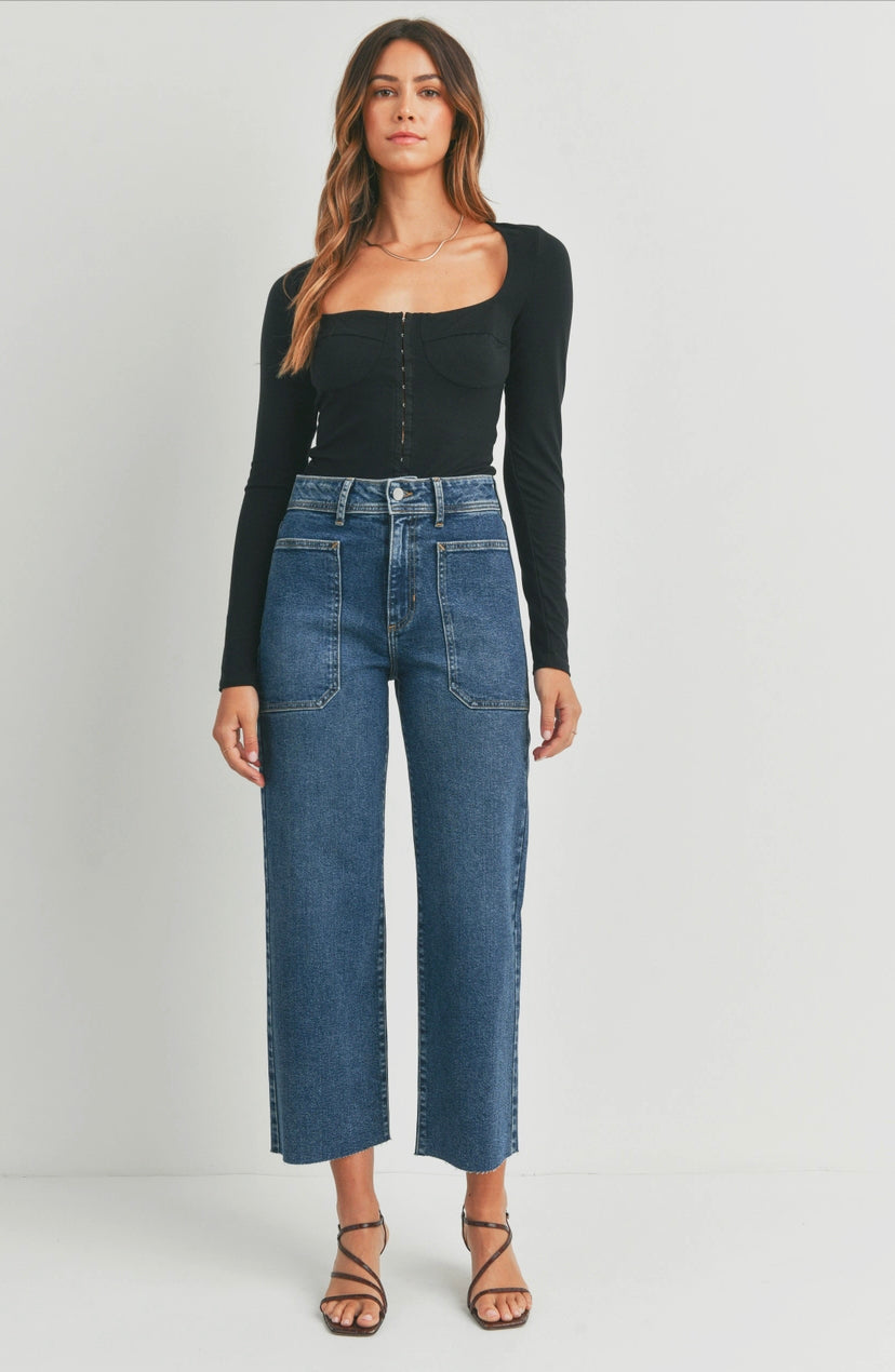 Dark wash High Rise Wide Leg Denim