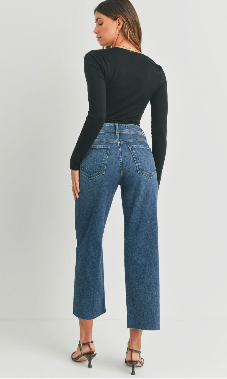Dark wash High Rise Wide Leg Denim