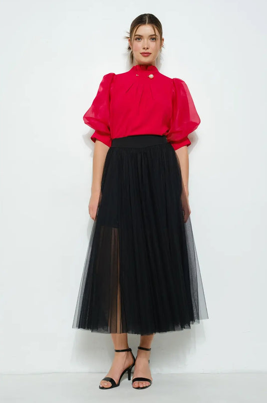 High Waist Sheer Tulle Skirt