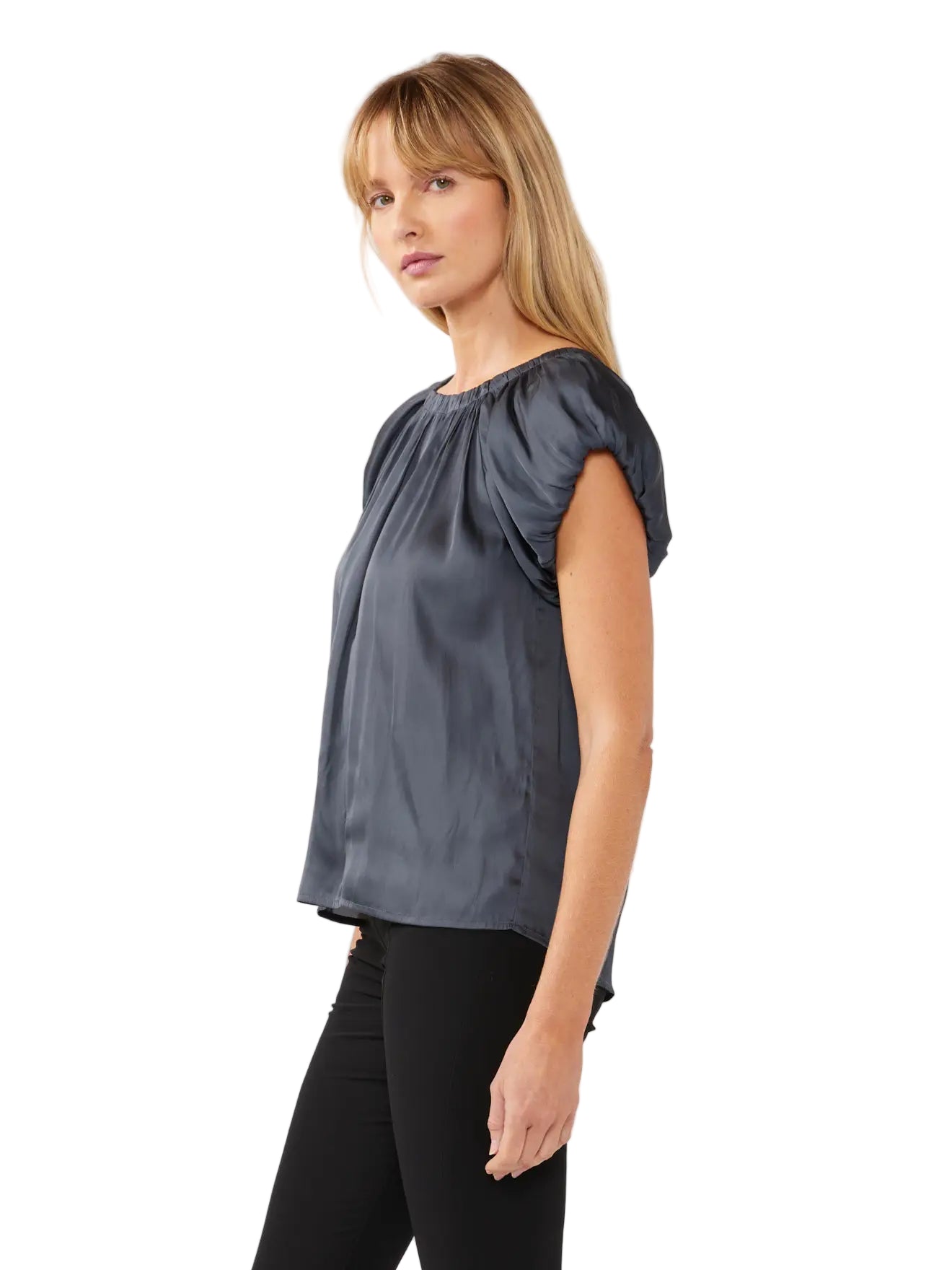 Short Sleeve Raglan Top with Back Tie