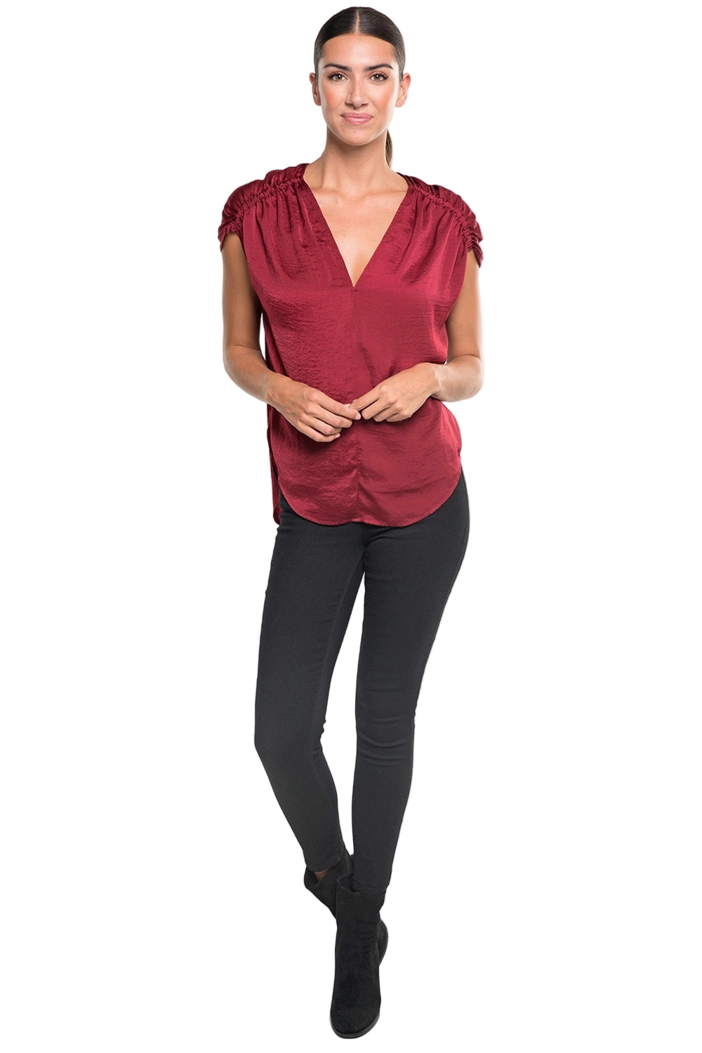 Satin Short Sleeve Top