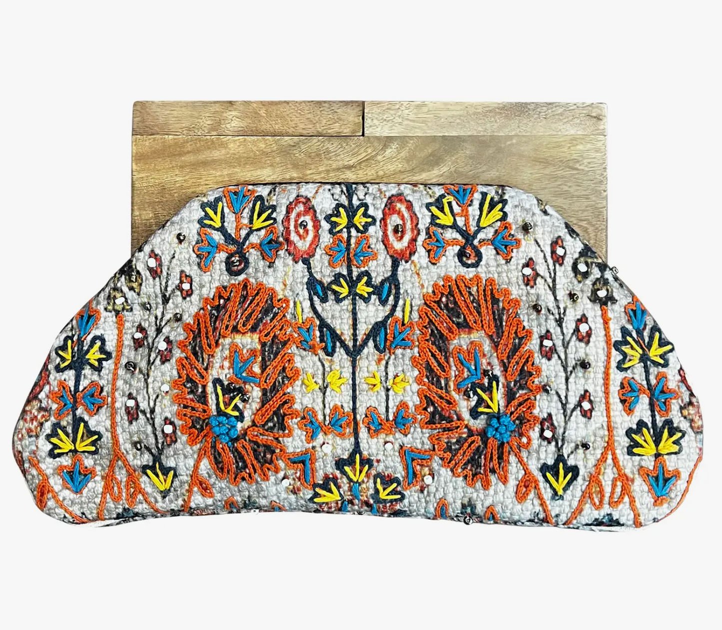 Shades of Fall Clutch with Wooden Handle