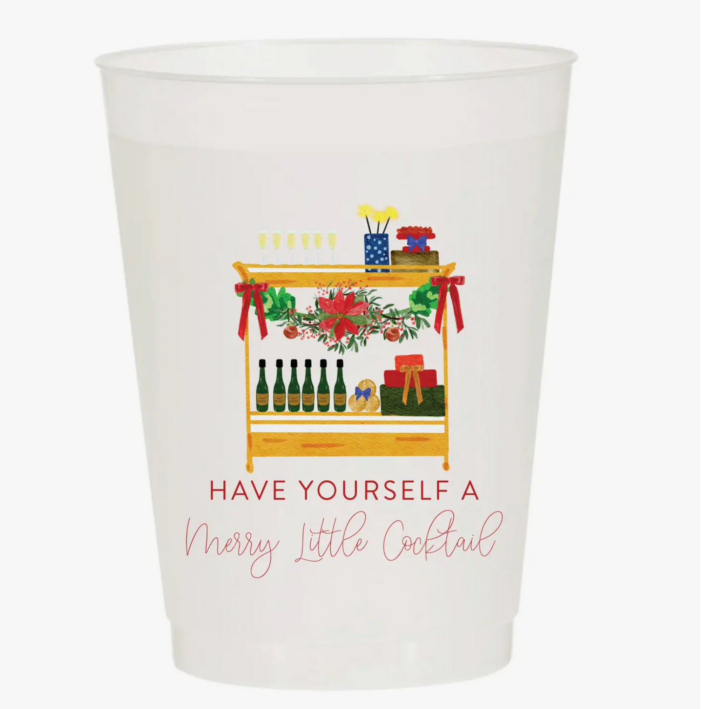 (set 6) Merry Little Cocktail Cart Frosted Cups